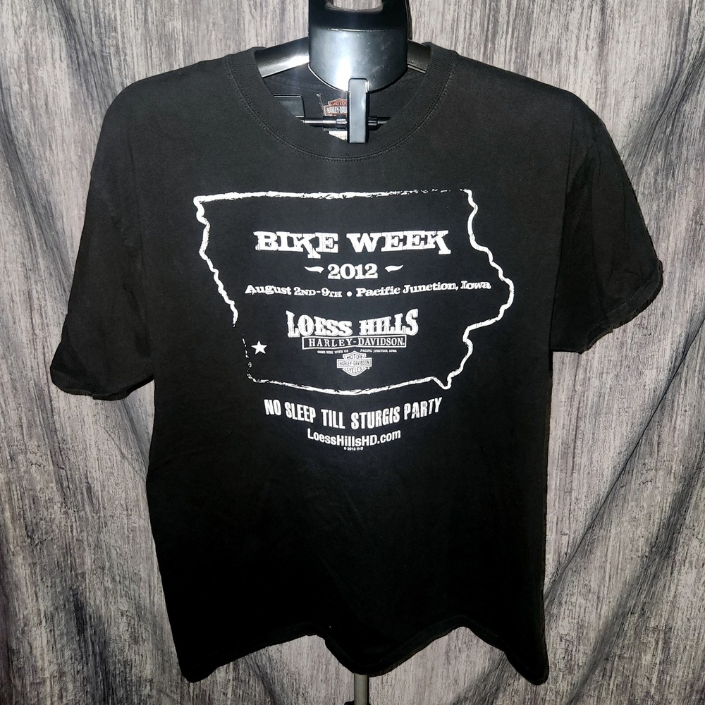 Harley Davidson Loess Hills Iowa Bike Week 2012 Sturgis‎ Party T-Shirt L